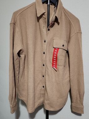 Buffalo Jeans Waffle Button-Up Shirt – Tan